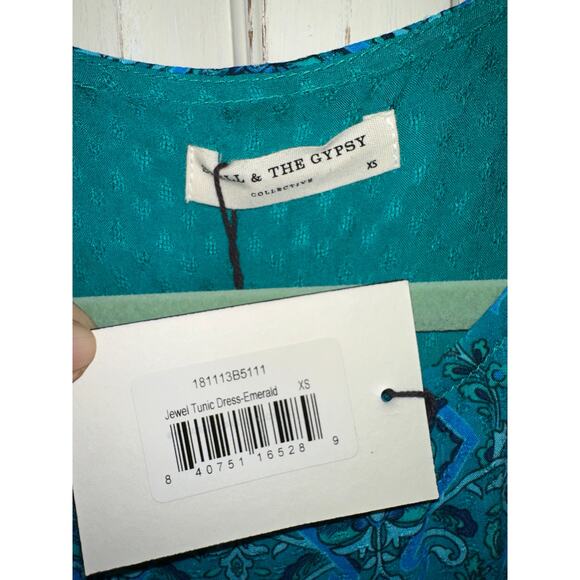 NWT SPELL DESIGNS & THE GYPSY COLLECTIVE TURQUOISE JEWEL TUNIC DRESS EMERALD XS - Picture 5 of 13